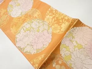 丸文に花々模様織出し袋帯